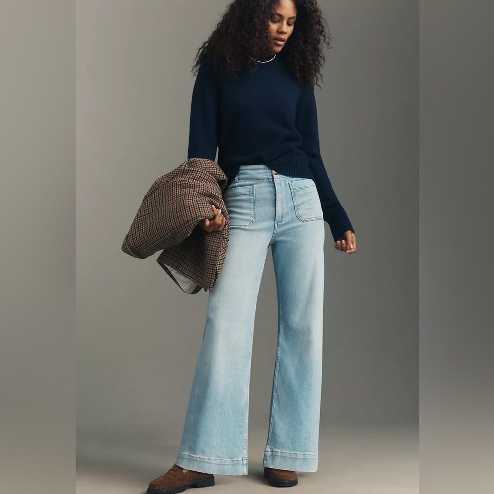 NWT Anthropologie Size 25 The Colette Full-Length Wide-Leg Jeans by Maeve